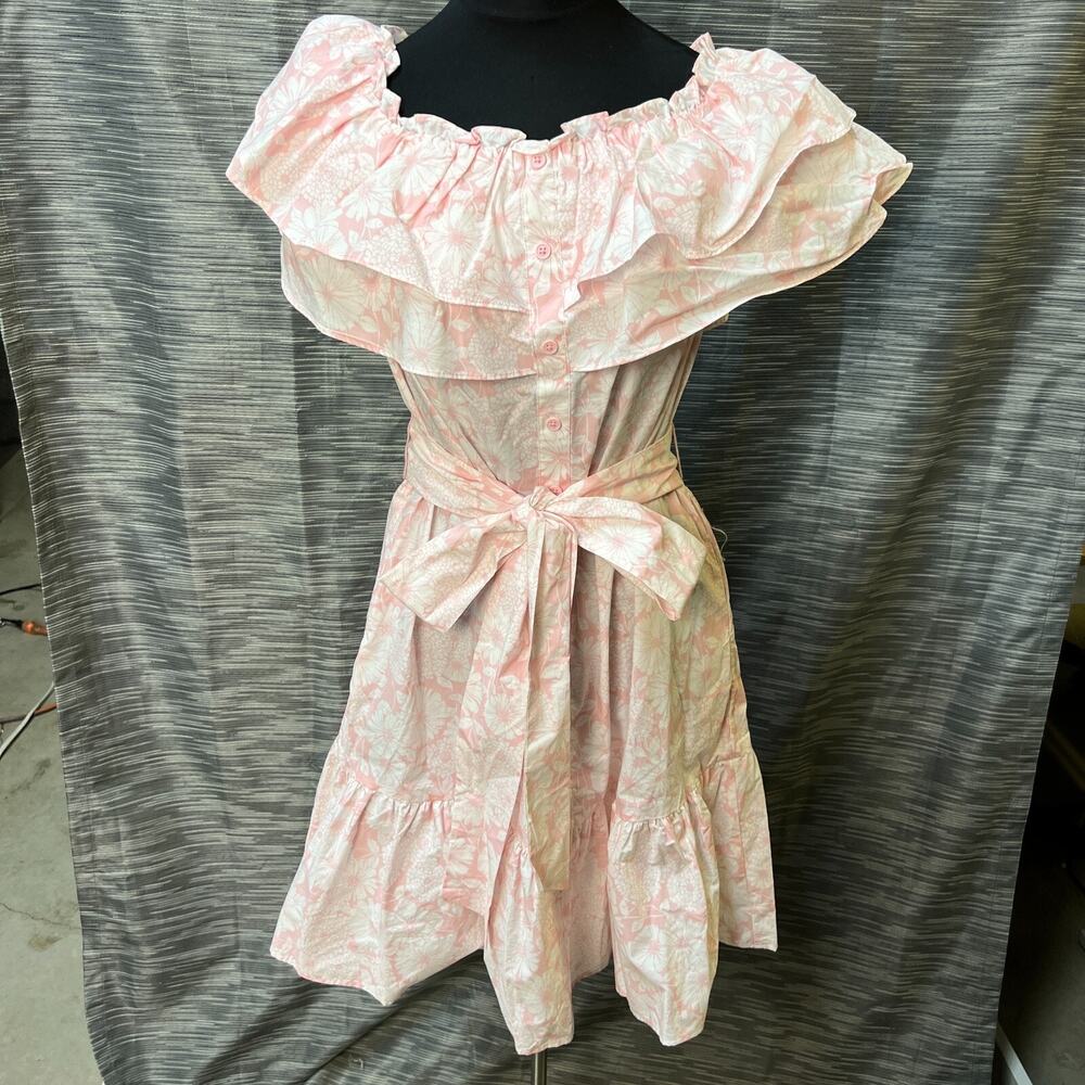 LISA MARIE FERNANDEZ Dress Size S NEW Blush Pink Floral w/ Sash